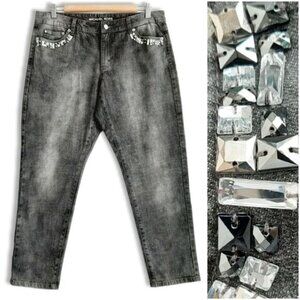 MICHAEL KORS / Jewelled Gem Pocket Cropped Skinny Jeans Grey Sz 10